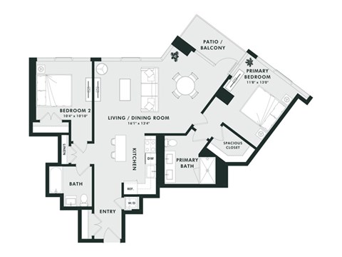 A black and white image of a house floor plan.